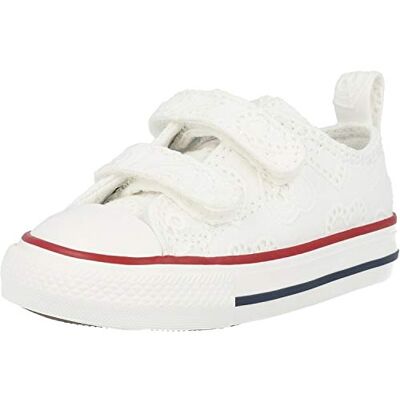 Converse Fille Chuck Taylor Ct 2v Ox Sneakers Basses, Blanc White 100, 26 EU, Blanc Garnet Navy, 26 EU Converse Fille Chuck Taylor Ct 2v Ox Sneakers Basses, Blanc White 100, 26 EU, Blanc Garnet Navy, 26 EU