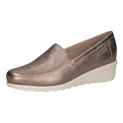 CAPRICE Damen Slipper aus Leder mit Keilabsatz, Beige (Taupe Metallic), 40 EU CAPRICE Damen Slipper aus Leder mit Keilabsatz, Beige (Taupe Metallic), 40 EU