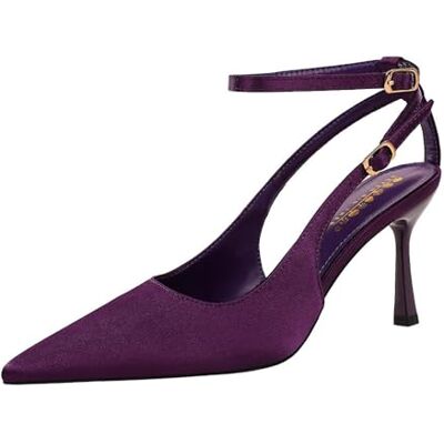 YGJKLIS Escarpins à bout fermé pour femme 8 cm En satin solide Talon haut Sangle de cheville Pour mariée, soirée, bal de fin d'année, lilas, 36 EU YGJKLIS Escarpins à bout fermé pour femme 8 cm En satin solide Talon haut Sangle de cheville Pour mariée, soirée, bal de fin d'année, lilas, 36 EU