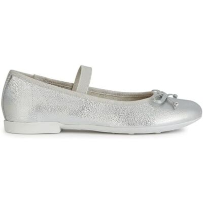 Geox Jr Plie' D Ballet Flat pour fille, argenté, 31 EU Geox Jr Plie' D Ballet Flat pour fille, argenté, 31 EU