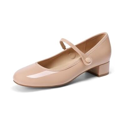 DREAM PAIRS Chaussures Mary Jane Chunky à talons bas confortables à enfiler pour femmes bout rond fermé chaussures décontractées mignonnes chaussures plates de travail, Nu, 40 EU DREAM PAIRS Chaussures Mary Jane Chunky à talons bas confortables à enfiler pour femmes bout rond fermé chaussures décontractées mignonnes chaussures plates de travail, Nu, 40 EU