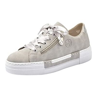 Rieker Baskets basses N49C2 pour femme, Gris ciment argenté, 35 EU Rieker Baskets basses N49C2 pour femme, Gris ciment argenté, 35 EU
