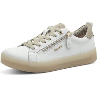 Tamaris Comfort Baskets plates avec fermeture éclair pour femme Blanc/beige Taille 38 EU, Blanc et beige., 38 EU Tamaris Comfort Baskets plates avec fermeture éclair pour femme Blanc/beige Taille 38 EU, Blanc et beige., 38 EU