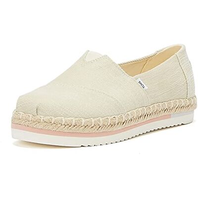 TOMS Plateforme Alpargata pour femme, Natural Heavy Twill, 42 EU TOMS Plateforme Alpargata pour femme, Natural Heavy Twill, 42 EU