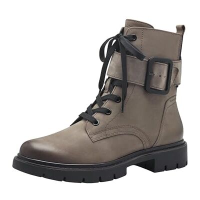 Tamaris Bottes plates Comfort Lace Boot 8-85106-43 pour femme, Stone Nubuc, 38 EU large Tamaris Bottes plates Comfort Lace Boot 8-85106-43 pour femme, Stone Nubuc, 38 EU large