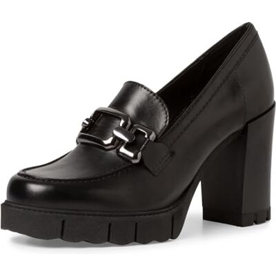Tamaris Talon bloc en cuir Trotteur pour femme, Noir, 40 EU Tamaris Talon bloc en cuir Trotteur pour femme, Noir, 40 EU