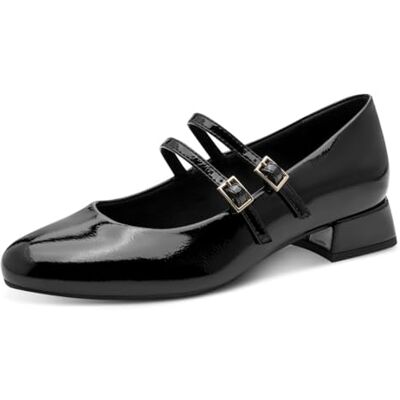 MARCO TOZZI Mary Janes avec lanières pour femme Petit talon, Imprimé noir, 37 EU MARCO TOZZI Mary Janes avec lanières pour femme Petit talon, Imprimé noir, 37 EU
