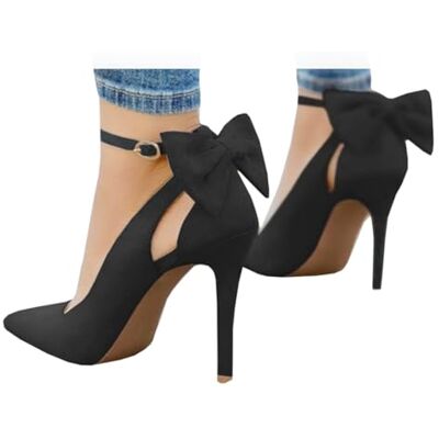 Fashare Escarpins à talons hauts pour femme avec nœud dans le dos, Stiletto sexy, sangle de cheville, robe de mariée, escarpins, a noir, 38 EU Fashare Escarpins à talons hauts pour femme avec nœud dans le dos, Stiletto sexy, sangle de cheville, robe de mariée, escarpins, a noir, 38 EU