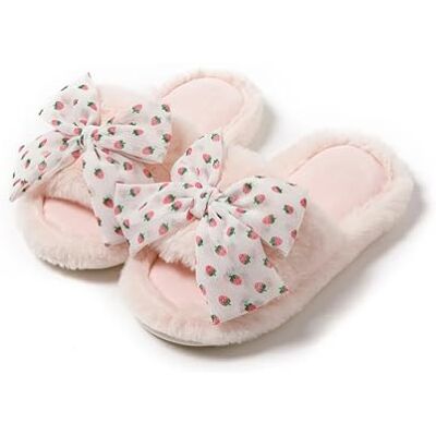 DKJAHSEK Pantoufles d'hiver à talon plateforme en fourrure douce et chaude à bout ouvert pour femme DKJAHSEK Pantoufles d'hiver à talon plateforme en fourrure douce et chaude à bout ouvert pour femme