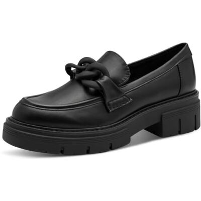 MARCO TOZZI Mocassins pour femme sans talon végétalien avec plateau, Noir, 39 EU MARCO TOZZI Mocassins pour femme sans talon végétalien avec plateau, Noir, 39 EU