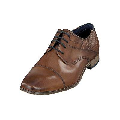 bugatti Homme Chaussure basse business en cuir véritable lisse, Derby avec bout croisé et tige en relief, Cognac, 47 EU bugatti Homme Chaussure basse business en cuir véritable lisse, Derby avec bout croisé et tige en relief, Cognac, 47 EU