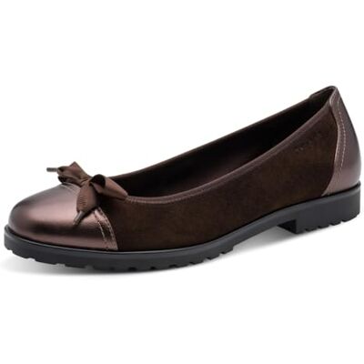 Tamaris Ballerine plate pour femme Marron (daim mocca), 38 Tamaris Ballerine plate pour femme Marron (daim mocca), 38