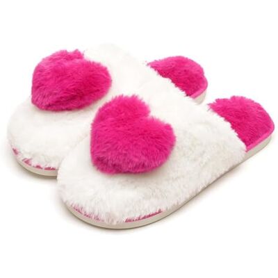 A2Z Pantoufles mules en forme de cœur 3D pour femme en peluche douce en fausse fourrure à enfiler Doublure polaire chaude et confortable Semelle antidérapante TPR Confortables Pointure 3/4 à 7 A2Z Pantoufles mules en forme de cœur 3D pour femme en peluche douce en fausse fourrure à enfiler Doublure polaire chaude et confortable Semelle antidérapante TPR Confortables Pointure 3/4 à 7
