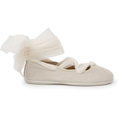 Pisamonas Ballerines En Lin Rubans Croisés Tulle Taille 34 Couleur Écru Pisamonas Ballerines En Lin Rubans Croisés Tulle Taille 34 Couleur Écru