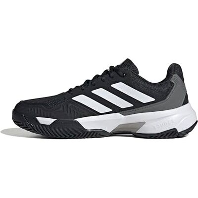 adidas Homme Courtjam Control 3 Tennis Shoes, Core Black/Ftwr White/Grey Four, 44 2/3 EU adidas Homme Courtjam Control 3 Tennis Shoes, Core Black/Ftwr White/Grey Four, 44 2/3 EU
