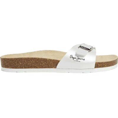 Pepe Jeans Sandales Plates à Simple Bride Et Grosse Boucle Oban Nacar Blanc Ref: PLS90615-800, White, 56 EU Pepe Jeans Sandales Plates à Simple Bride Et Grosse Boucle Oban Nacar Blanc Ref: PLS90615-800, White, 56 EU