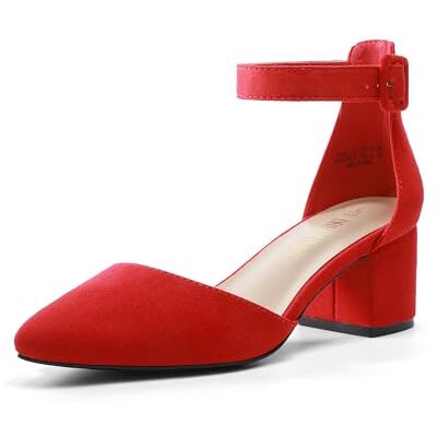 DREAM PAIRS Chaussures de mariage pour femme Escarpins de danse Sandales à talon bloc Escarpins à bride arrière, Daim rouge., 35 EU DREAM PAIRS Chaussures de mariage pour femme Escarpins de danse Sandales à talon bloc Escarpins à bride arrière, Daim rouge., 35 EU