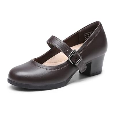 DREAM PAIRS Escarpins Mary Janes pour femme à talons hauts épais, marron, 40 EU DREAM PAIRS Escarpins Mary Janes pour femme à talons hauts épais, marron, 40 EU
