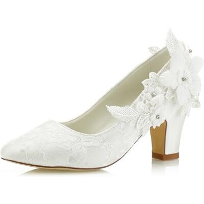 JIAJIA 62311 aux Femmes Chaussures de mariée Bout fermé 7cm Talon épais Dentelle satinée des Pompes Chaussures de Mariage Couleur Ivoire, Taille 40 EU JIAJIA 62311 aux Femmes Chaussures de mariée Bout fermé 7cm Talon épais Dentelle satinée des Pompes Chaussures de Mariage Couleur Ivoire, Taille 40 EU