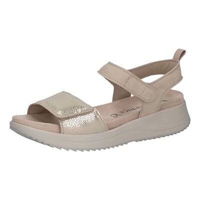 CAPRICE Damen Riemchenballerina aus Leder, Grau (STONE PER.DEER), 40 CAPRICE Damen Riemchenballerina aus Leder, Grau (STONE PER.DEER), 40