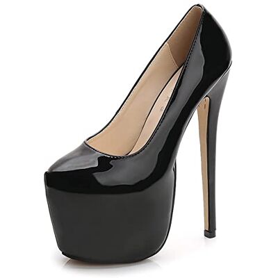 YGJKLIS Escarpins Stiletto sexy à talons hauts pour femme 18 cm Plateforme Talon haut Uni Slip On Cuir Escarpins, Noir , 39 EU YGJKLIS Escarpins Stiletto sexy à talons hauts pour femme 18 cm Plateforme Talon haut Uni Slip On Cuir Escarpins, Noir , 39 EU