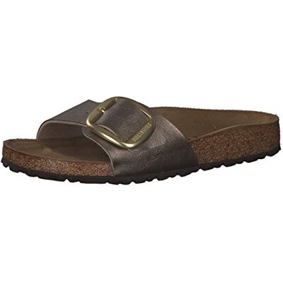 Birkenstock Mules Madrid Big Buckle Cuir Naturel, Taupe, 37 EU Étroit Birkenstock Mules Madrid Big Buckle Cuir Naturel, Taupe, 37 EU Étroit