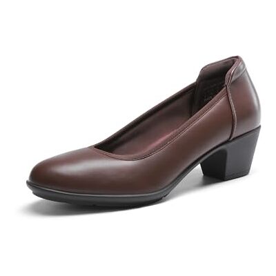 DREAM PAIRS Escarpins à talons bas et épais confortables pour femme Bout rond Chaussures habillées pour le bureau et les affaires, marron, 37 EU DREAM PAIRS Escarpins à talons bas et épais confortables pour femme Bout rond Chaussures habillées pour le bureau et les affaires, marron, 37 EU