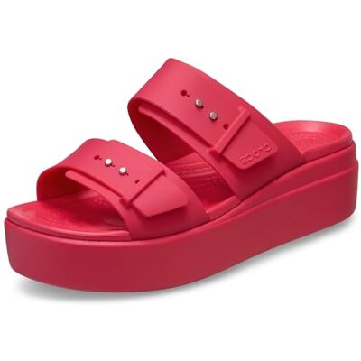 Crocs Brooklyn Sandales compensées basses avec boucle pour femme, framboise numérique, pointure 40, Framboise numérique, 42/43 EU Crocs Brooklyn Sandales compensées basses avec boucle pour femme, framboise numérique, pointure 40, Framboise numérique, 42/43 EU