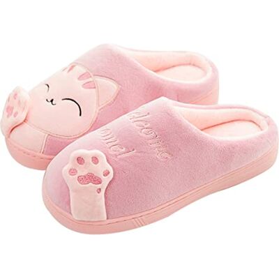 AUXDIQ Femme Pantoufles Mignnone Chat Peluche Hiver Chaussons Doux Chaud Chaussures de Maison Homme Pantoufles Rose 39/40 EU AUXDIQ Femme Pantoufles Mignnone Chat Peluche Hiver Chaussons Doux Chaud Chaussures de Maison Homme Pantoufles Rose 39/40 EU