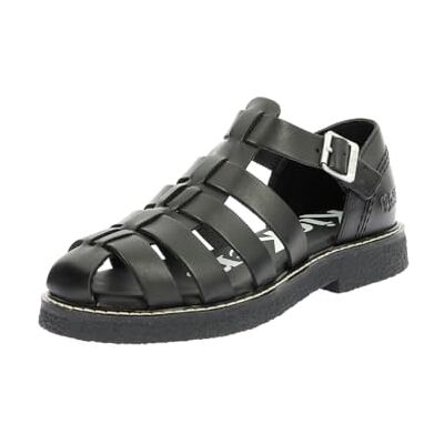 Kickers Femme Lergo Sandale Plate, Noir, 38 EU Kickers Femme Lergo Sandale Plate, Noir, 38 EU