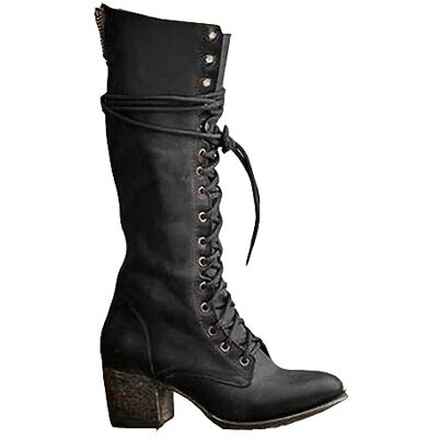 SIULAS Botte de cosplay médiévales en cuir synthétique Talons hauts Mi-mollets Longueur genou Chaussures de festival et de jeu pour cosplay, Noir, 39 EU SIULAS Botte de cosplay médiévales en cuir synthétique Talons hauts Mi-mollets Longueur genou Chaussures de festival et de jeu pour cosplay, Noir, 39 EU