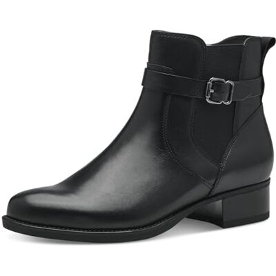 Tamaris Bottines Chelsea pour femme Talon bloc en cuir, Noir, 38 EU Tamaris Bottines Chelsea pour femme Talon bloc en cuir, Noir, 38 EU