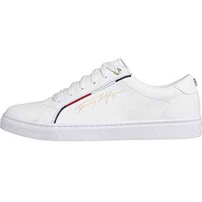 Tommy Hilfiger Baskets Femme Semelle Cuvette Tommy Signature Chaussures, White, 37 EU Tommy Hilfiger Baskets Femme Semelle Cuvette Tommy Signature Chaussures, White, 37 EU