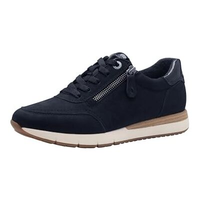 Tamaris Baskets plates confortables à lacets avec fermeture éclair pour femme, bleu marine, 36 EU Tamaris Baskets plates confortables à lacets avec fermeture éclair pour femme, bleu marine, 36 EU