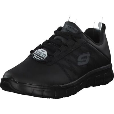 Skechers Baskets à lacets Sure Track Earth pour femme, cuir noir, 37.5 EU Skechers Baskets à lacets Sure Track Earth pour femme, cuir noir, 37.5 EU