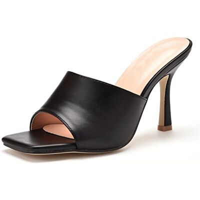 HIKKWXVN Mules à Talons Aiguilles pour Femmes, Sandales Ouvertes à Bout carré, Escarpins Confortables à Talons Bas, Chaussures de Danse Sexy pour soirée, Bal de Promo, Black Noir, 39 EU HIKKWXVN Mules à Talons Aiguilles pour Femmes, Sandales Ouvertes à Bout carré, Escarpins Confortables à Talons Bas, Chaussures de Danse Sexy pour soirée, Bal de Promo, Black Noir, 39 EU