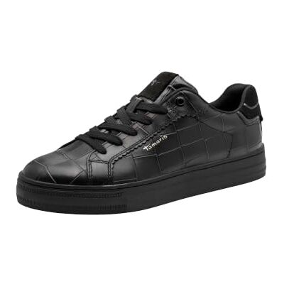 Tamaris Baskets basses plates pour femme Noir Croco 38 Tamaris Baskets basses plates pour femme Noir Croco 38