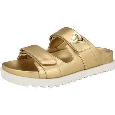 GUESS Women's FABULA Flat Sandal, Gold 710, 6 GUESS Women's FABULA Flat Sandal, Gold 710, 6