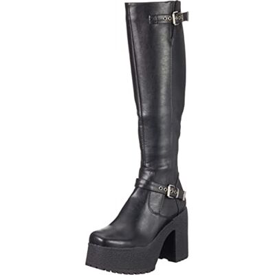 LAMODA Bottes hautes Ultramarine pour femme, Black Pu, 36 EU LAMODA Bottes hautes Ultramarine pour femme, Black Pu, 36 EU
