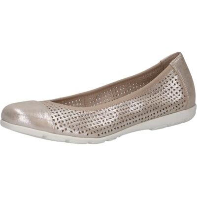 CAPRICE Damen Ballerinas aus Leder mit Lochmuster, Beige (Taupe Metallic), 37 EU CAPRICE Damen Ballerinas aus Leder mit Lochmuster, Beige (Taupe Metallic), 37 EU