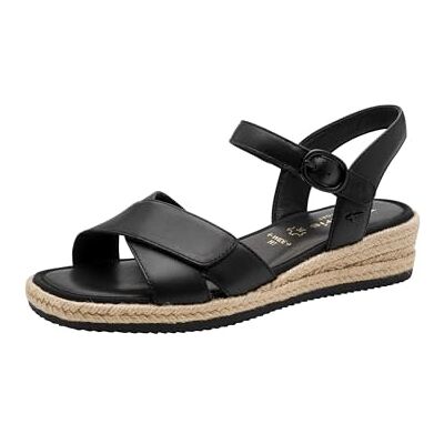 Tamaris Comfort Wedge/Plat Sand Sandales compensées réglables pour femme Noir Nappa 37 EU Tamaris Comfort Wedge/Plat Sand Sandales compensées réglables pour femme Noir Nappa 37 EU