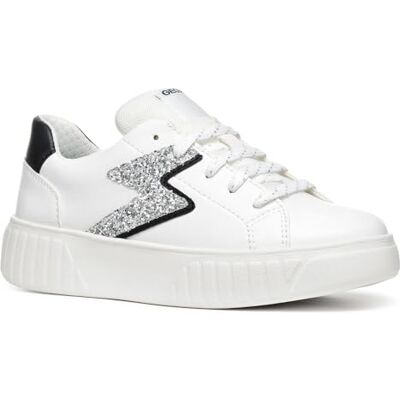 Geox Baskets J Mikiroshi pour fille, Blanc argenté, 4.5 UK Geox Baskets J Mikiroshi pour fille, Blanc argenté, 4.5 UK