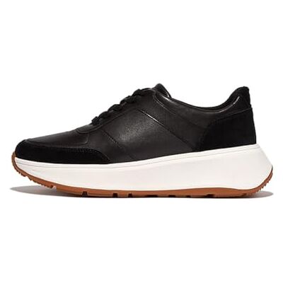 Fitflop Baskets plates F-Mode en cuir/daim pour femme, Noir, 37 EU Fitflop Baskets plates F-Mode en cuir/daim pour femme, Noir, 37 EU