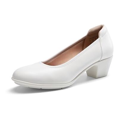 DREAM PAIRS Escarpins à talons bas et épais confortables pour femme Bout rond Chaussures habillées pour le bureau et les affaires, blanc, 37.5 EU DREAM PAIRS Escarpins à talons bas et épais confortables pour femme Bout rond Chaussures habillées pour le bureau et les affaires, blanc, 37.5 EU