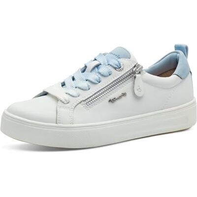 Tamaris Comfort Baskets plates avec fermeture éclair pour femme Blanc/bleu Taille 37 EU, blanc/bleu, 37 EU Tamaris Comfort Baskets plates avec fermeture éclair pour femme Blanc/bleu Taille 37 EU, blanc/bleu, 37 EU