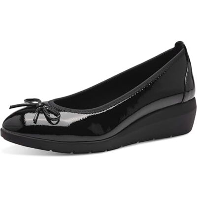 Jana Ballerines à talon compensé pour femme végétalien, Noir laqué, 42 EU Jana Ballerines à talon compensé pour femme végétalien, Noir laqué, 42 EU