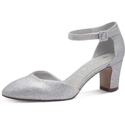 Tamaris Escarpins à lanières pour femme, talons hauts, semelle intérieure Touchit, Silver Glam, 40 EU Tamaris Escarpins à lanières pour femme, talons hauts, semelle intérieure Touchit, Silver Glam, 40 EU