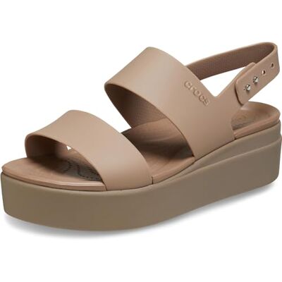 Crocs Brooklyn Sandales compensées basses pour femme, Champignon latte, 33/34 EU Crocs Brooklyn Sandales compensées basses pour femme, Champignon latte, 33/34 EU