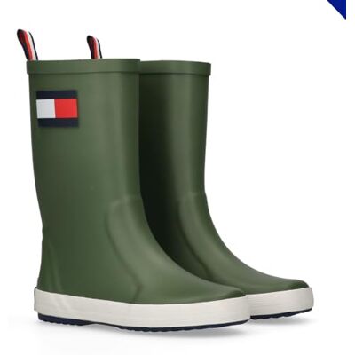 Tommy Hilfiger Bottes en caoutchouc unisexes pour enfant, vert olive, 31 Tommy Hilfiger Bottes en caoutchouc unisexes pour enfant, vert olive, 31