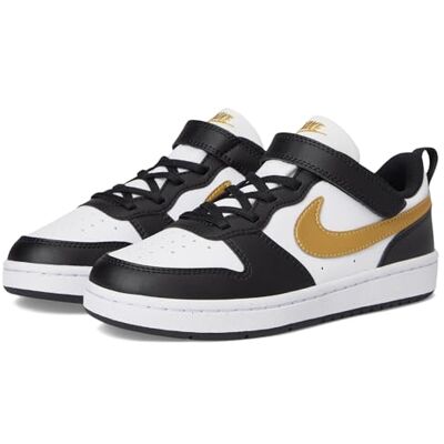 NIKE Court Borough Low Recraft Chaussures pour enfant Unisexe, Noir métallisé, doré, noir et blanc, 27.5 EU NIKE Court Borough Low Recraft Chaussures pour enfant Unisexe, Noir métallisé, doré, noir et blanc, 27.5 EU